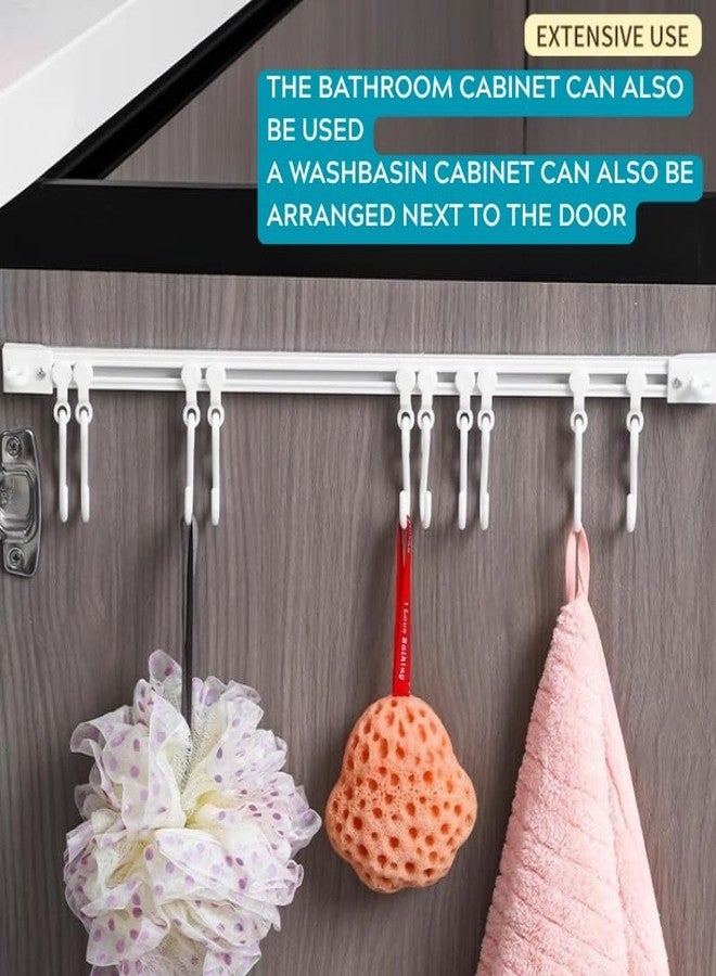 MIXNEX Sliding Rail Hook Rack - 30cm Adhesive Hook Bar for Kitchen, Bathroom, or Over-The-Door Storage - No-Drill Wall Mounted Hanger with Movable Hooks - Space-Saving Organizer Strip - Image 5